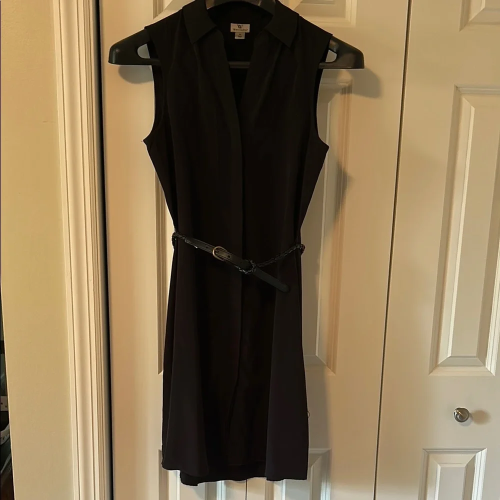 Worthington Black Sheath Midi Dress V-Neck Sleeveless - Picture 1 of 4